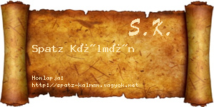 Spatz Kálmán névjegykártya